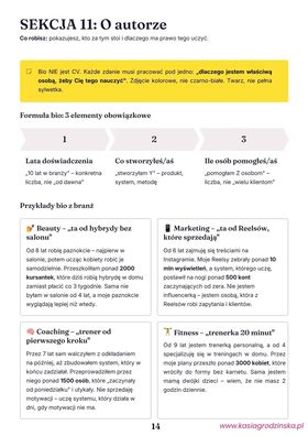 Podgląd strony poradnika — sekcja o autorze